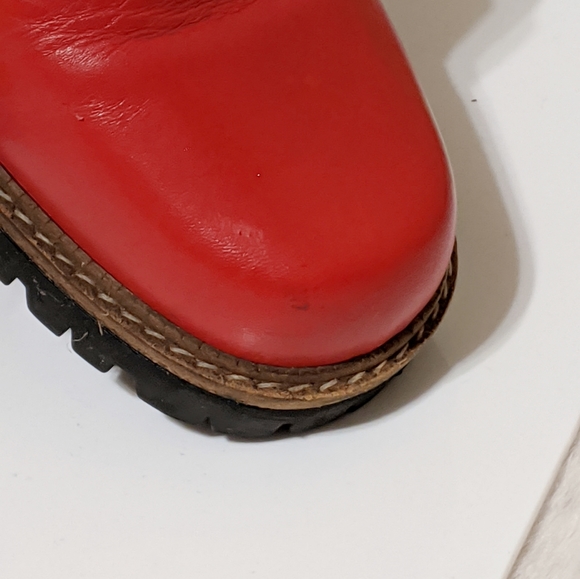 DR. SCHOLL'S Red Leather Slip On Shoes Sz 36 - Picture 5 of 11